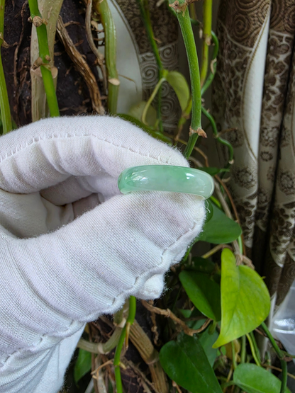 Burmese Green A-Jade Infinity Band Ring - Size US 10.5 - V4