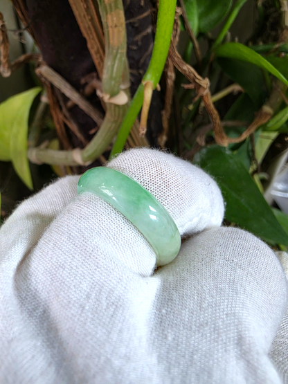 Burmese Green A-Jade Infinity Band Ring - Size US 10.5 - V4
