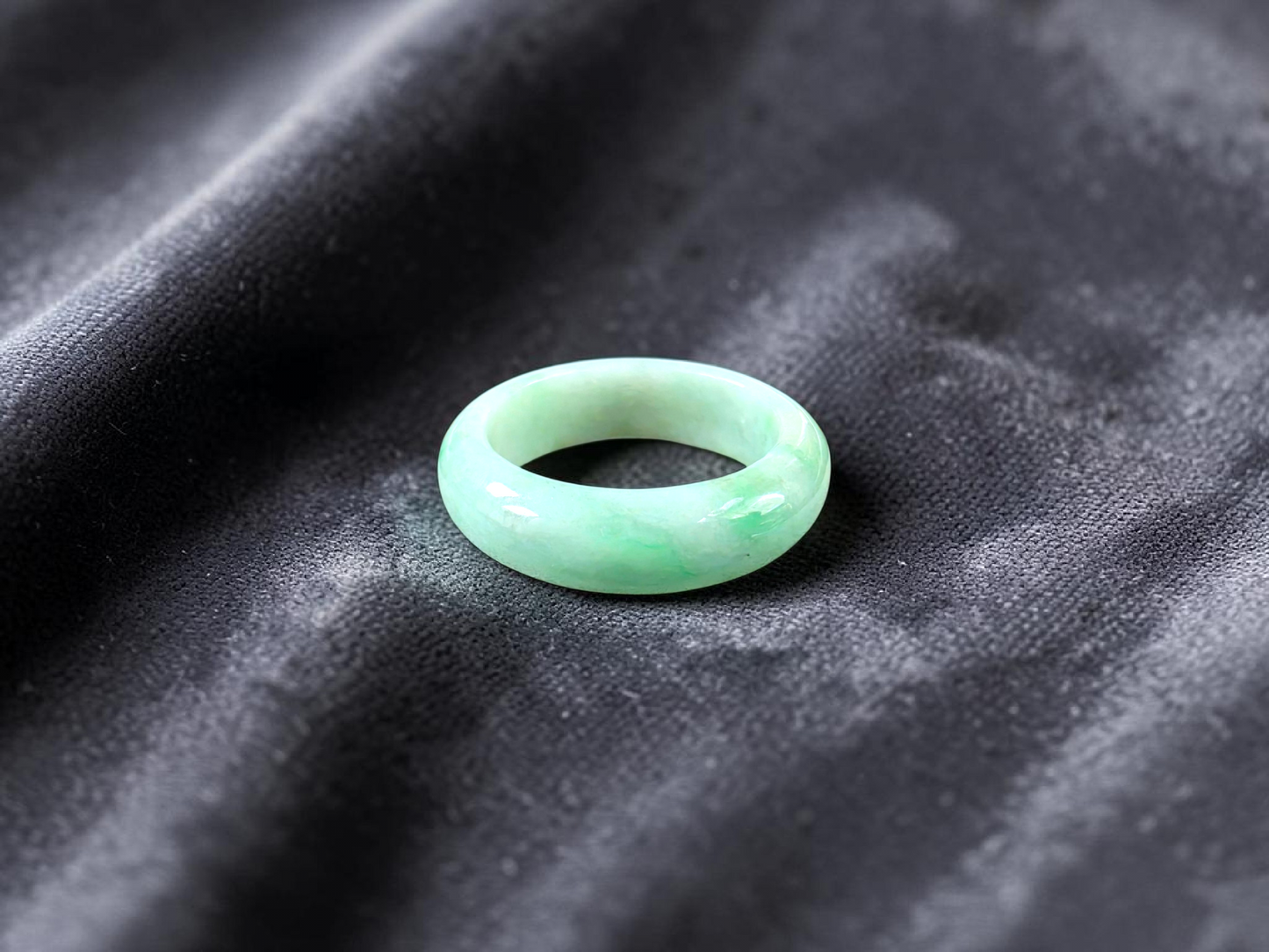 Burmese Green A-Jade Infinity Band Ring - Size US 8.5 - V5
