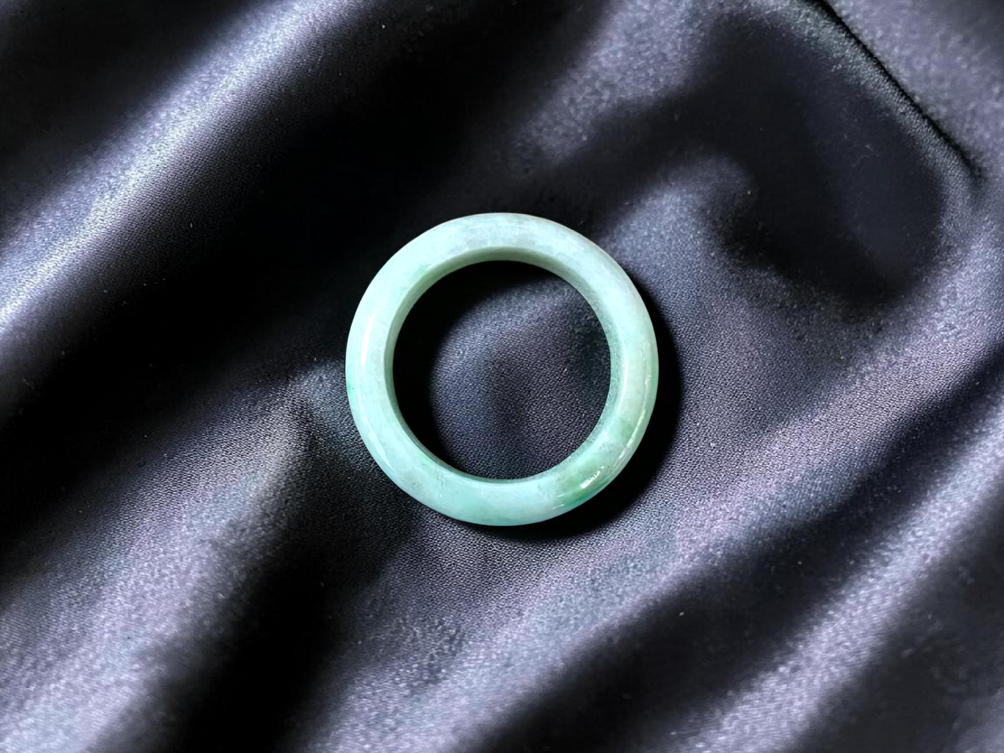 Burmese Green A-Jade Infinity Band Ring - Size US 8.5 - V5