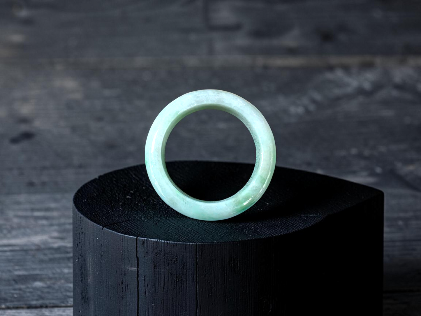 Burmese Green A-Jade Infinity Band Ring - Size US 8.5 - V5