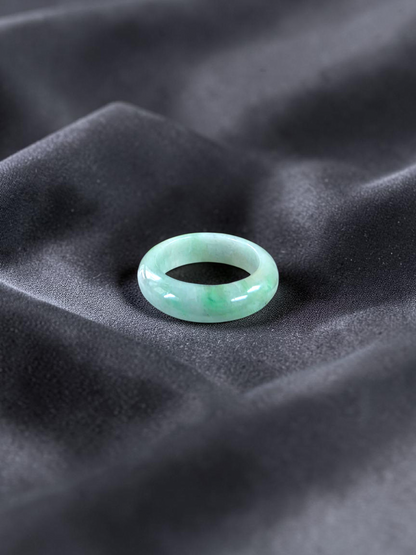 Burmese Green A-Jade Infinity Band Ring - Size US 8.5 - V5