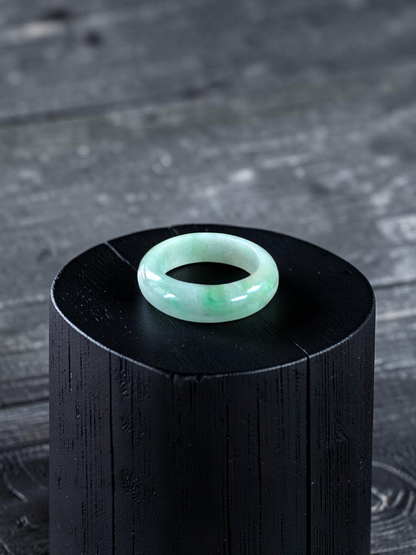 Burmese Green A-Jade Infinity Band Ring - Size US 8.5 - V5