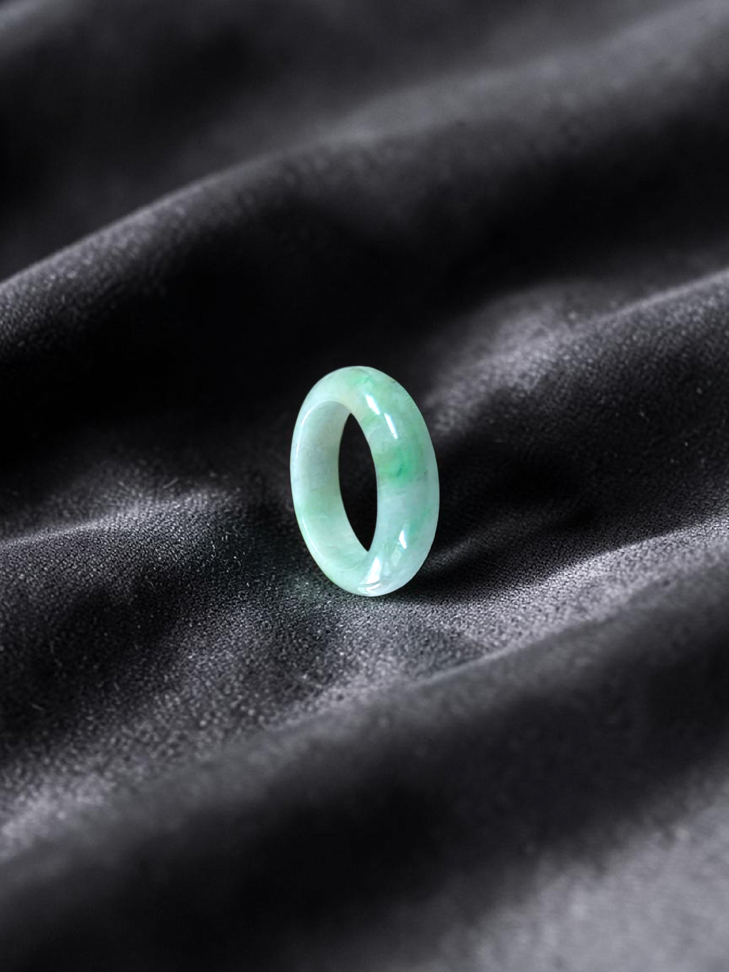 Burmese Green A-Jade Infinity Band Ring - Size US 8.5 - V5
