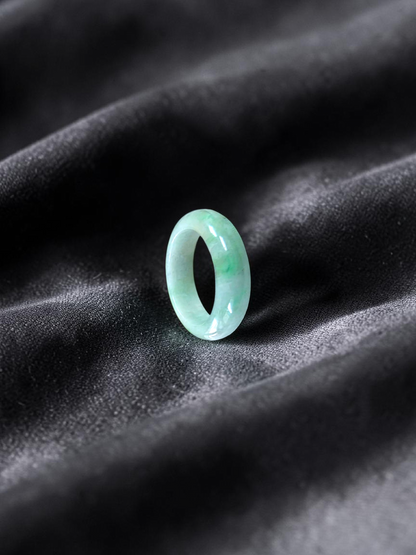 Burmese Green A-Jade Infinity Band Ring - Size US 8.5 - V5