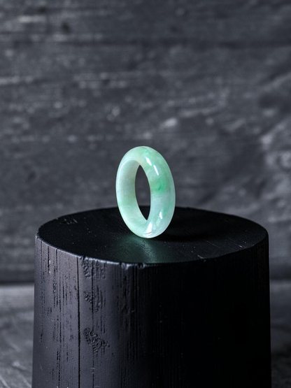 Burmese Green A-Jade Infinity Band Ring - Size US 8.5 - V5