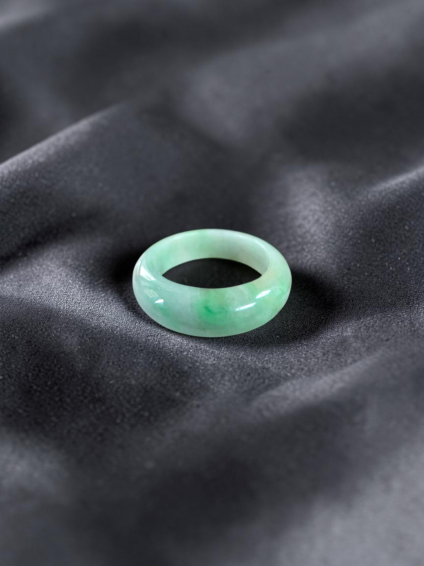 Burmese Green A-Jade Infinity Band Ring - Size US 8.5 - V5