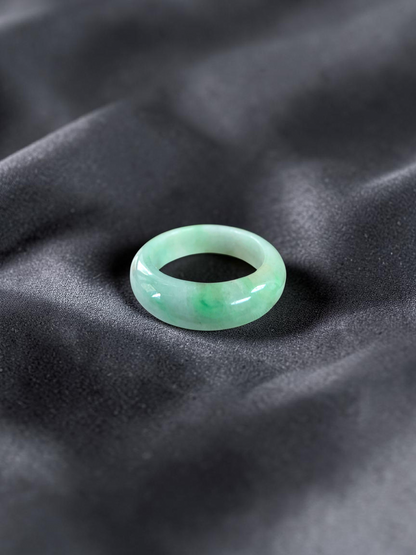 Burmese Green A-Jade Infinity Band Ring - Size US 8.5 - V5