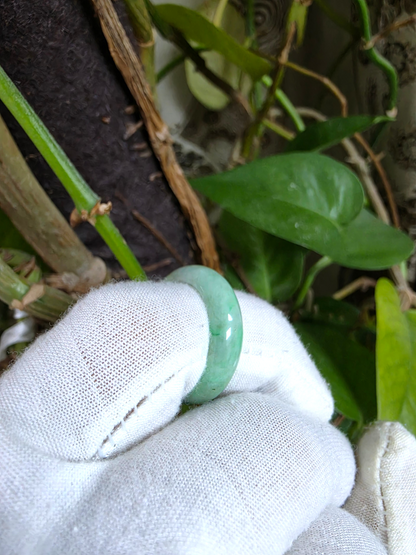Burmese Green A-Jade Infinity Band Ring - Size US 8.5 - V5