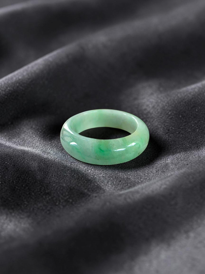 Burmese Green A-Jade Infinity Band Ring - Size US 8.5 - V5