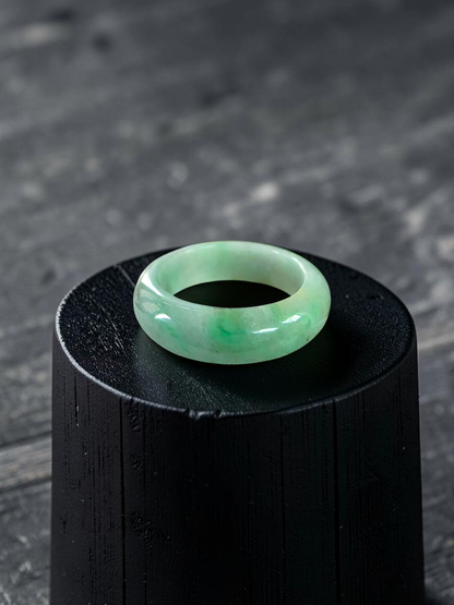 Burmese Green A-Jade Infinity Band Ring - Size US 8.5 - V5