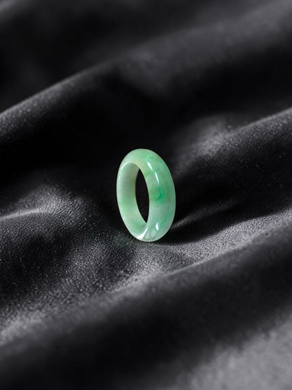 Burmese Green A-Jade Infinity Band Ring - Size US 8.5 - V5
