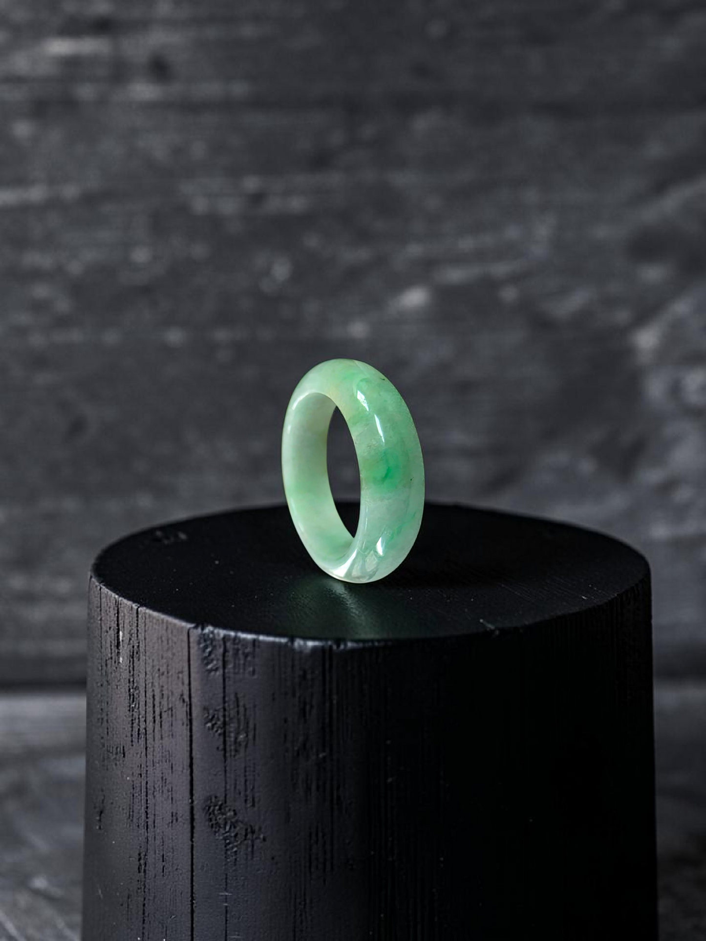 Burmese Green A-Jade Infinity Band Ring - Size US 8.5 - V5