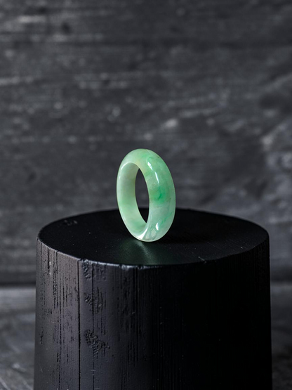 Burmese Green A-Jade Infinity Band Ring - Size US 8.5 - V5