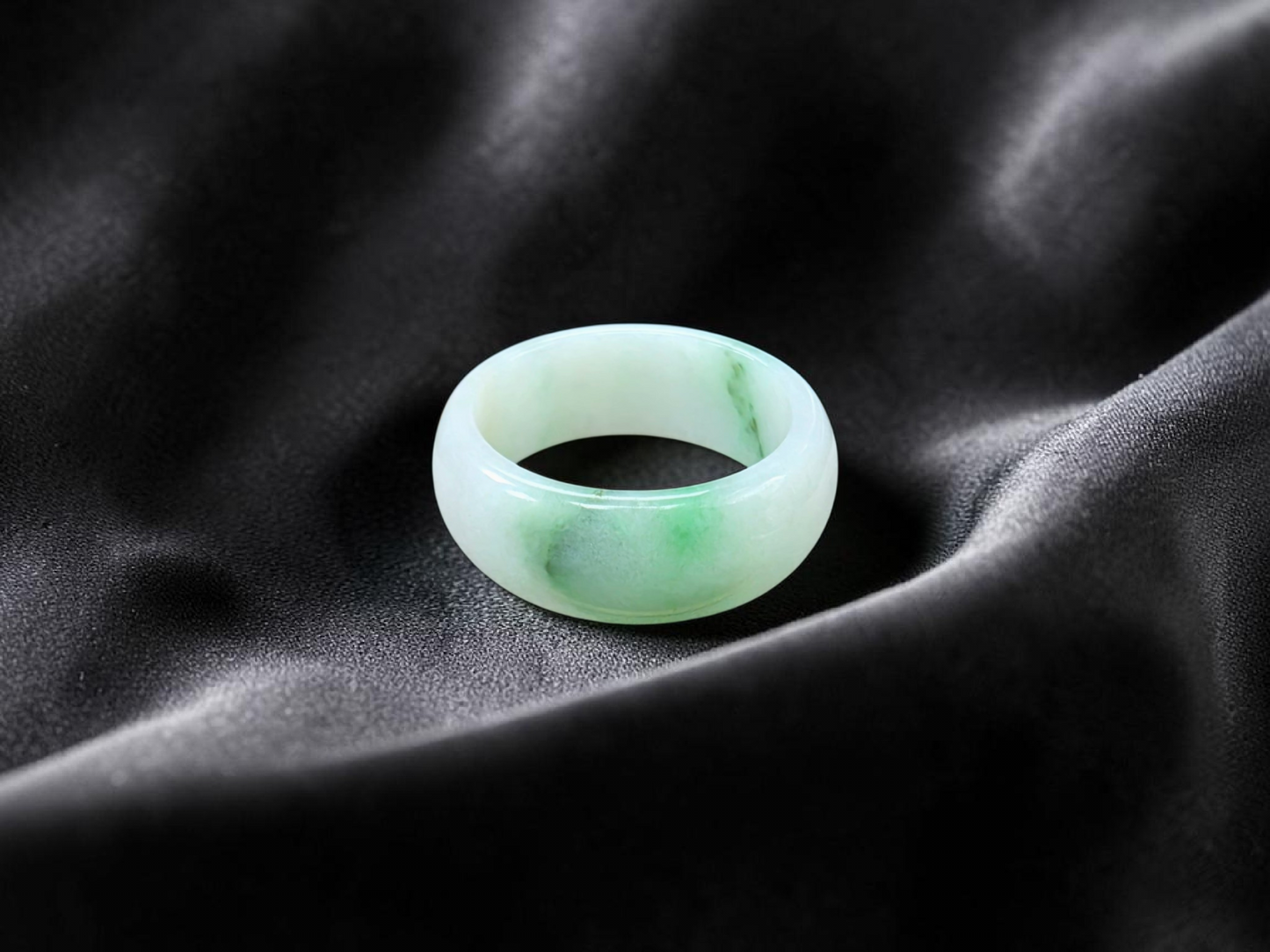 Burmese Green A-Jade Infinity Band Ring - Size US 9 - V6