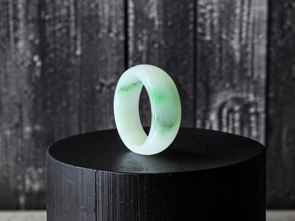 Burmese Green A-Jade Infinity Band Ring - Size US 9 - V6