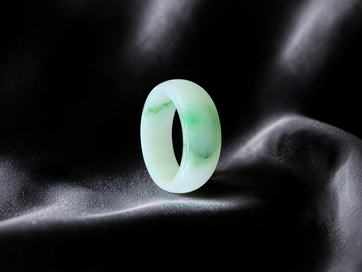 Burmese Green A-Jade Infinity Band Ring - Size US 9 - V6