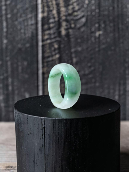 Burmese Green A-Jade Infinity Band Ring - Size US 9 - V6