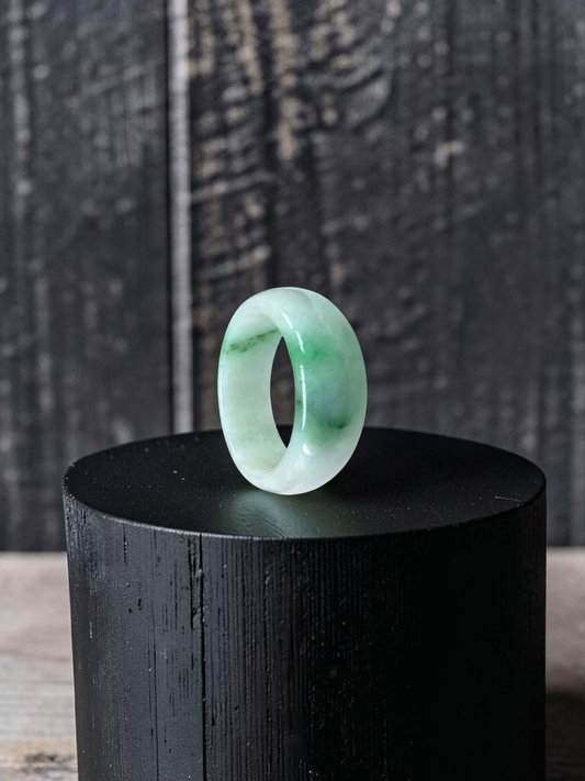 Burmese Green A-Jade Infinity Band Ring - Size US 9 - V6