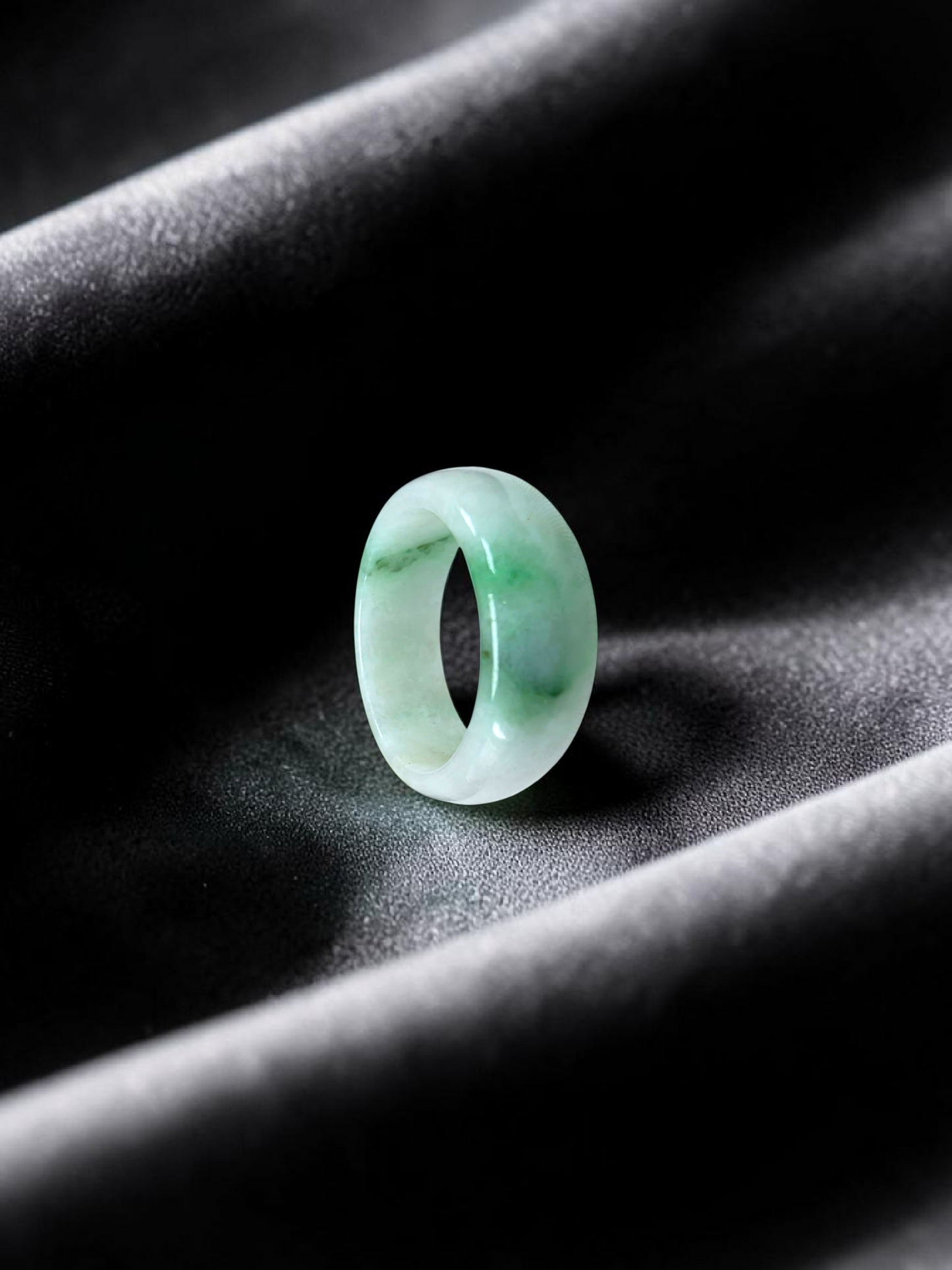 Burmese Green A-Jade Infinity Band Ring - Size US 9 - V6