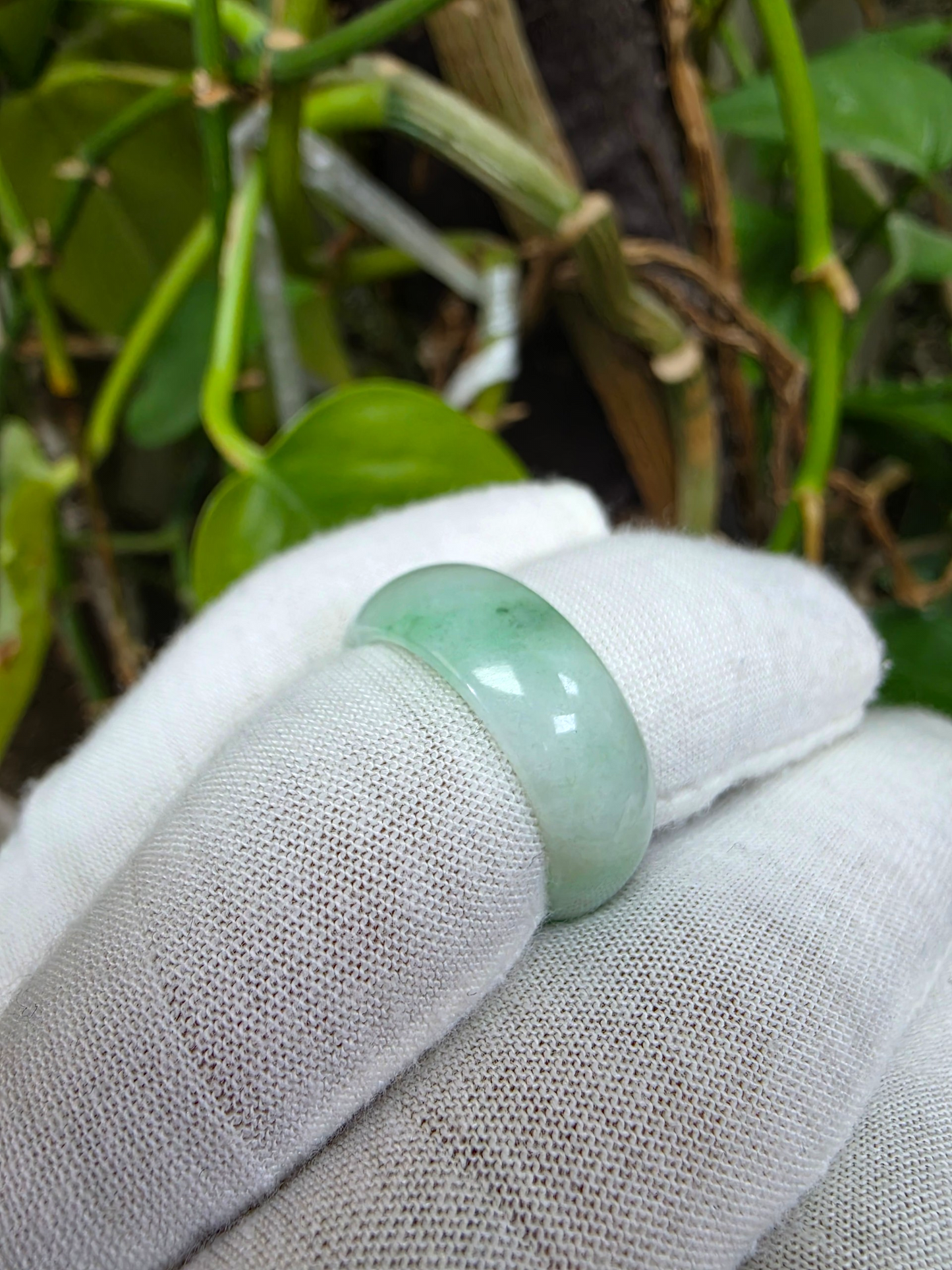 Burmese Green A-Jade Infinity Band Ring - Size US 9 - V6