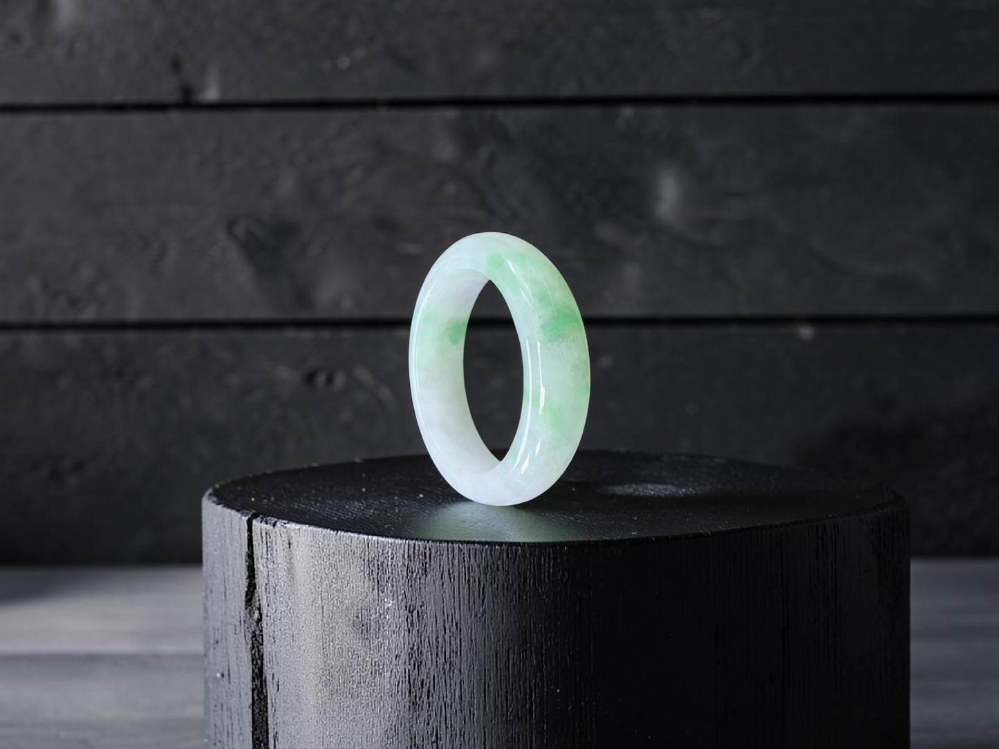 Burmese Green A-Jade Infinity Band Ring - Size US 10.5 - V7
