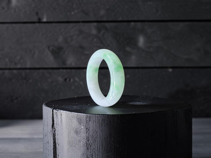 Burmese Green A-Jade Infinity Band Ring - Size US 10.5 - V7