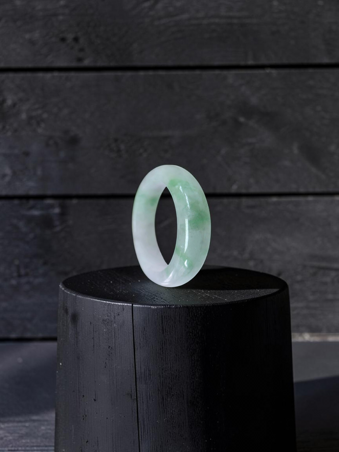 Burmese Green A-Jade Infinity Band Ring - Size US 10.5 - V7
