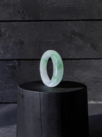 Burmese Green A-Jade Infinity Band Ring - Size US 10.5 - V7