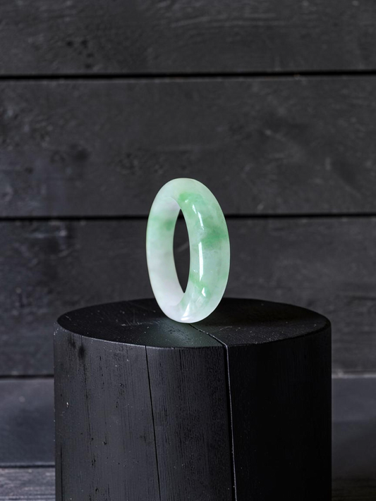 Burmese Green A-Jade Infinity Band Ring - Size US 10.5 - V7