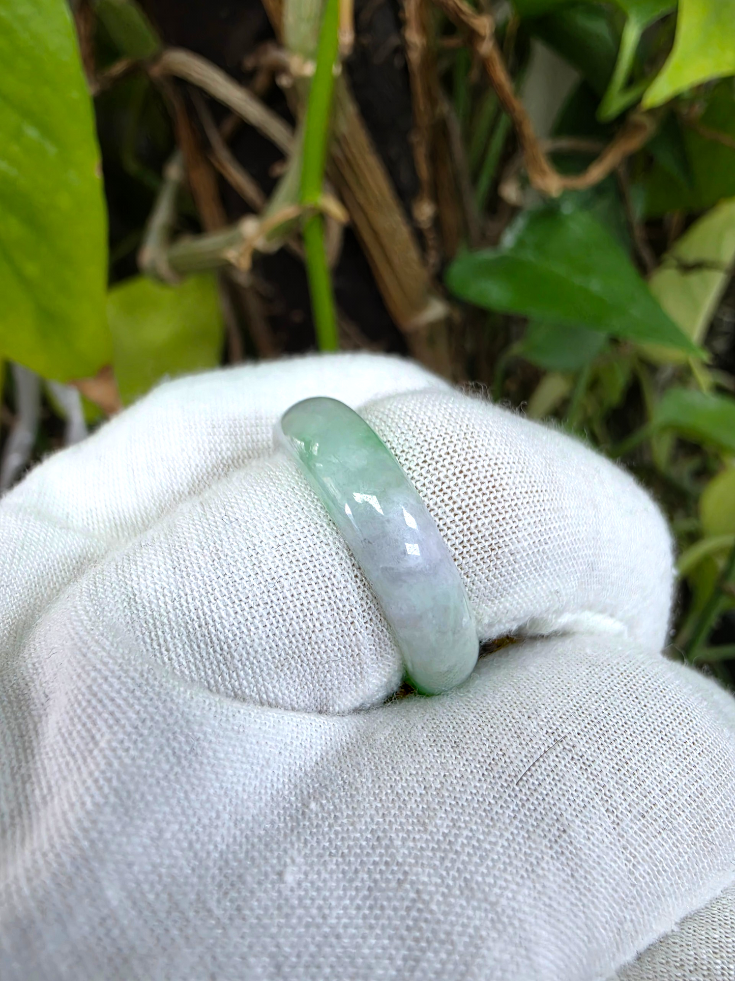 Burmese Green A-Jade Infinity Band Ring - Size US 10.5 - V7