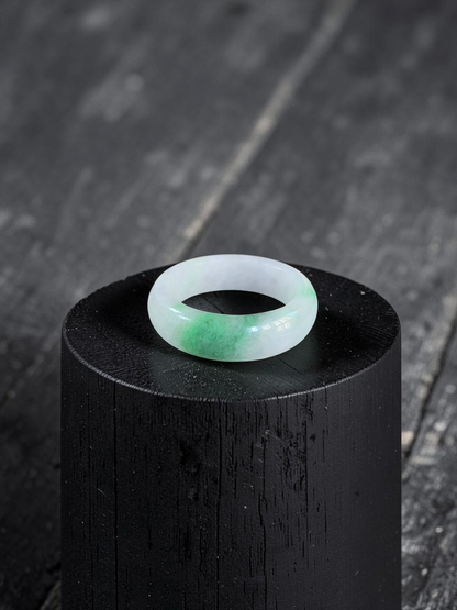 Burmese Green A-Jade Infinity Band Ring - Size US 8 - V8