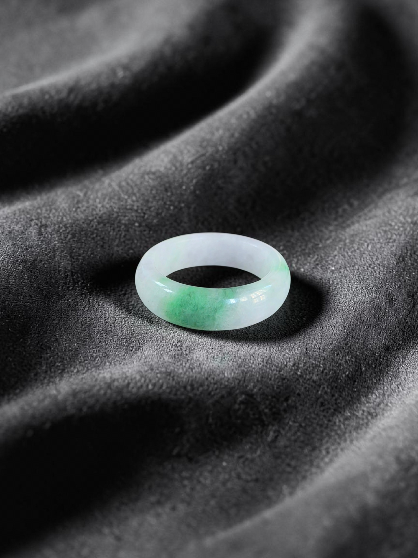 Burmese Green A-Jade Infinity Band Ring - Size US 8 - V8