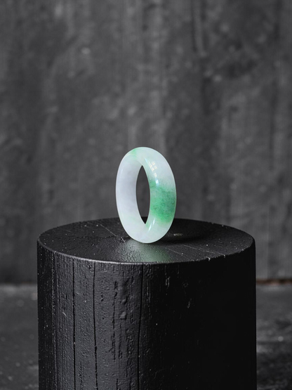 Burmese Green A-Jade Infinity Band Ring - Size US 8 - V8