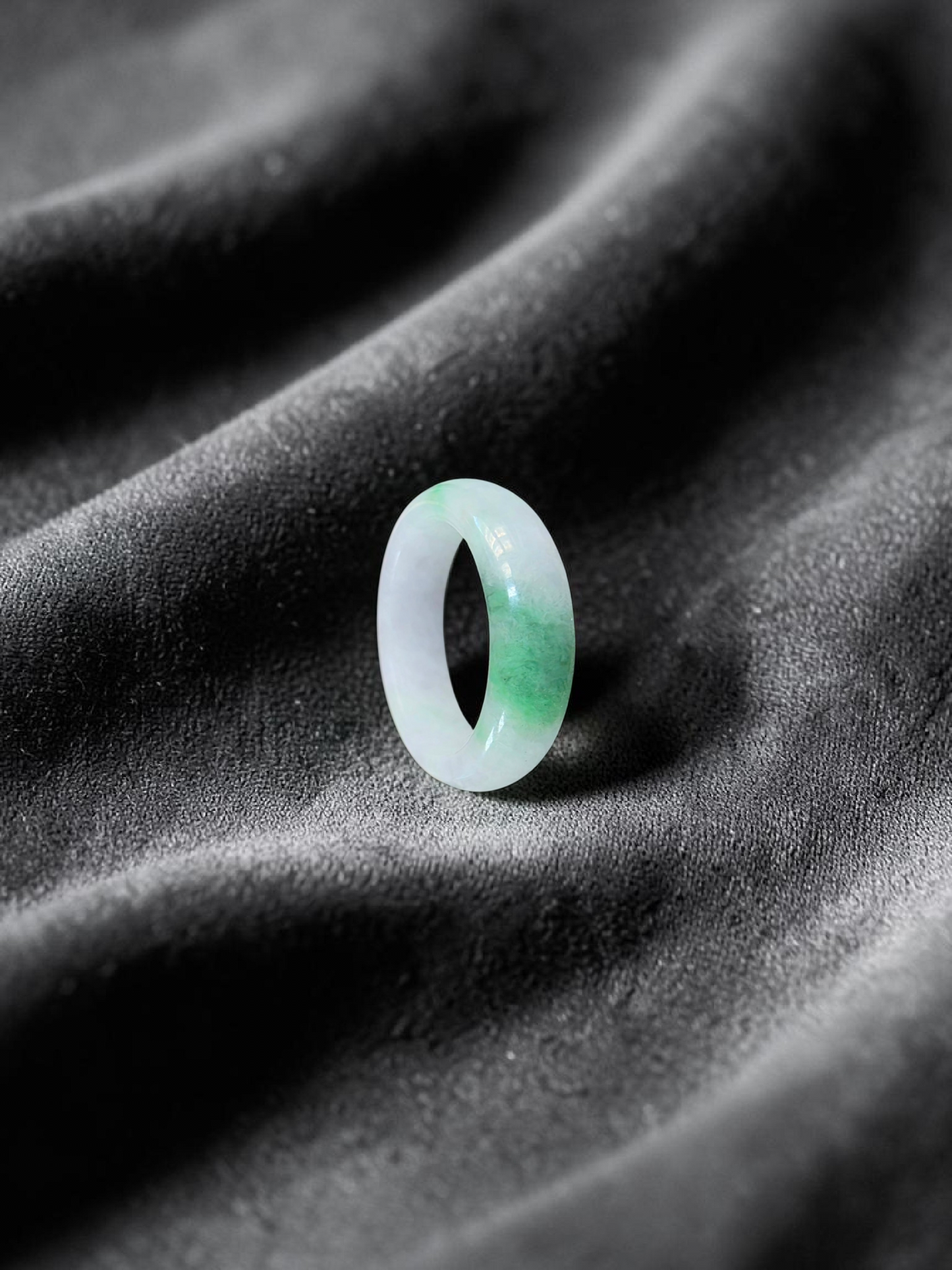 Burmese Green A-Jade Infinity Band Ring - Size US 8 - V8