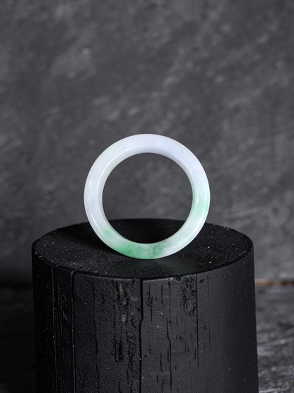 Burmese Green A-Jade Infinity Band Ring - Size US 8 - V8