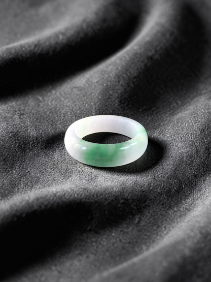 Burmese Green A-Jade Infinity Band Ring - Size US 8 - V8