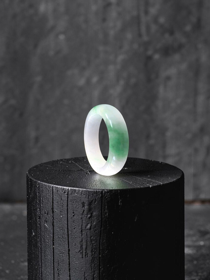 Burmese Green A-Jade Infinity Band Ring - Size US 8 - V8