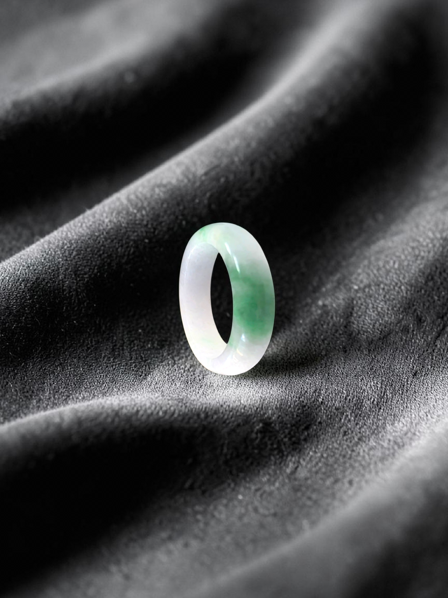 Burmese Green A-Jade Infinity Band Ring - Size US 8 - V8