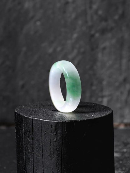 Burmese Green A-Jade Infinity Band Ring - Size US 8 - V8