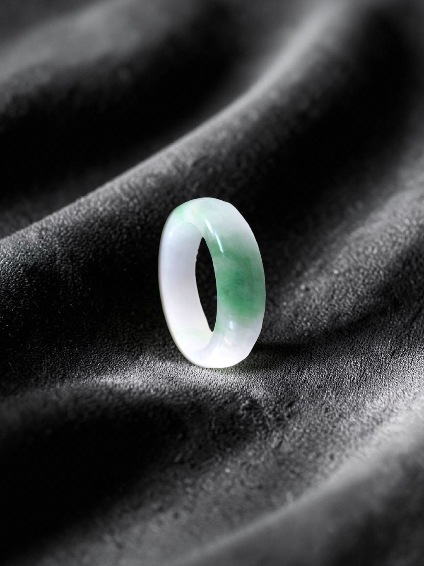 Burmese Green A-Jade Infinity Band Ring - Size US 8 - V8