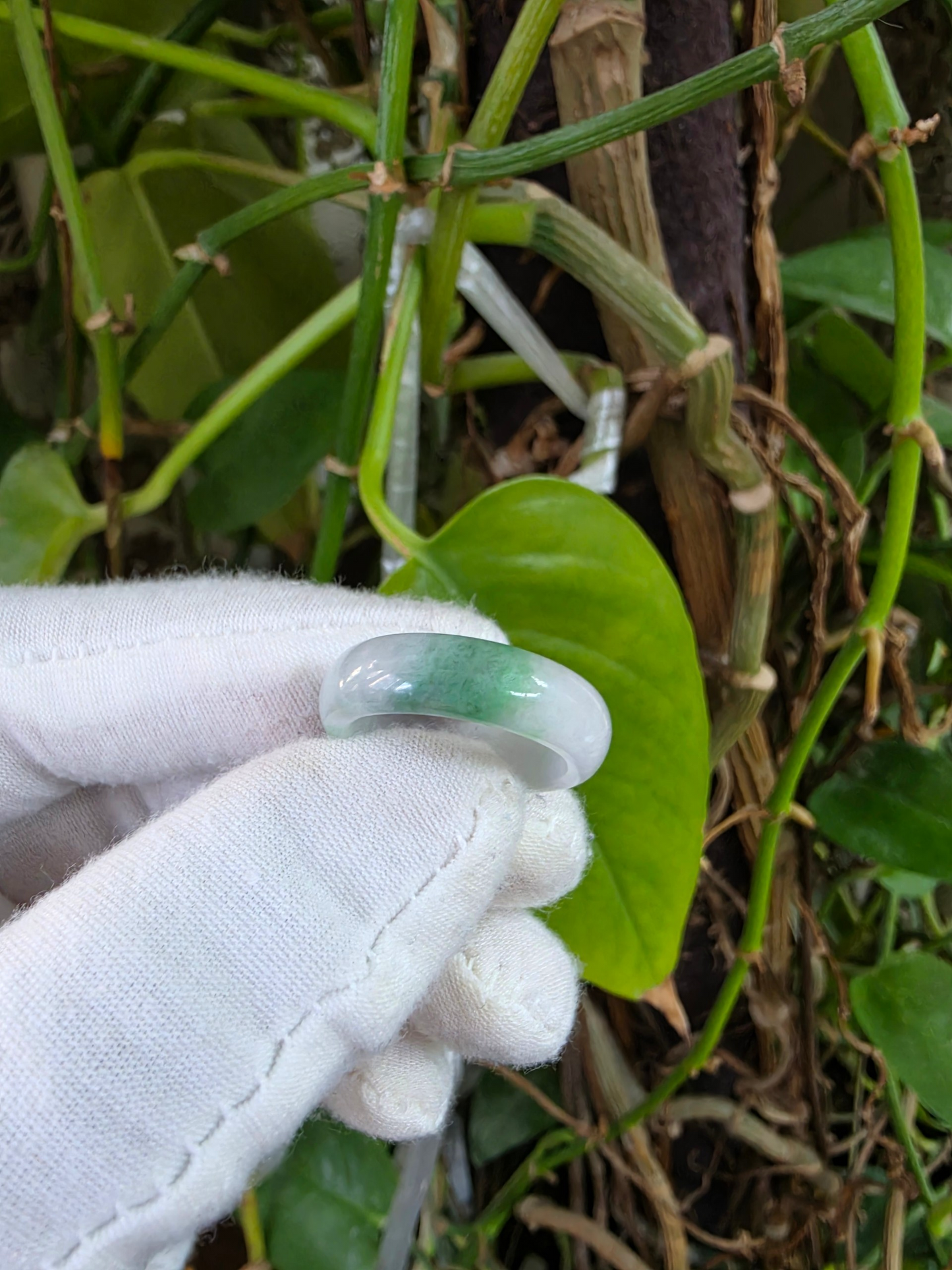 Burmese Green A-Jade Infinity Band Ring - Size US 8 - V8