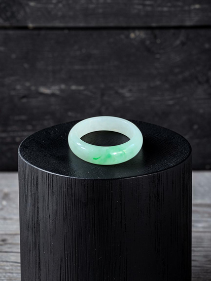 Burmese Green A-Jade Infinity Band Ring - Size US 6.5 - V9