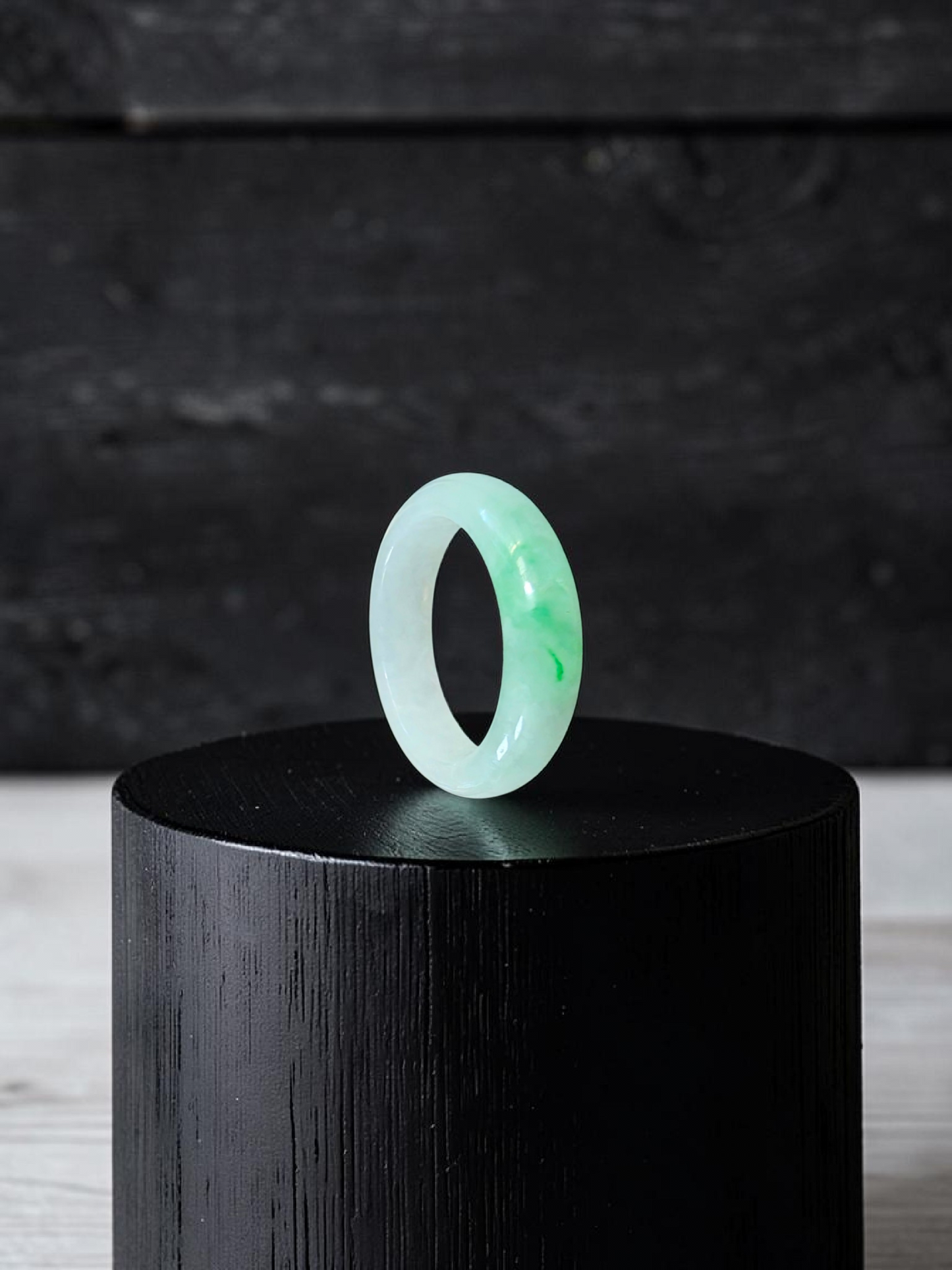 Burmese Green A-Jade Infinity Band Ring - Size US 6.5 - V9