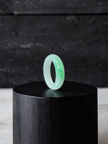 Burmese Green A-Jade Infinity Band Ring - Size US 6.5 - V9