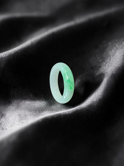 Burmese Green A-Jade Infinity Band Ring - Size US 6.5 - V9