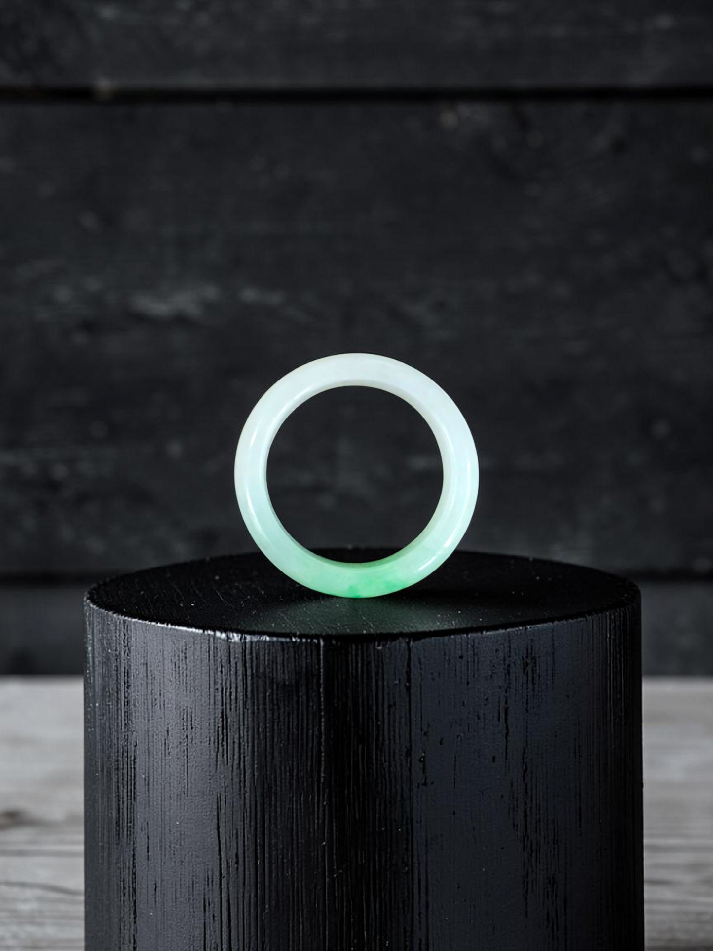 Burmese Green A-Jade Infinity Band Ring - Size US 6.5 - V9