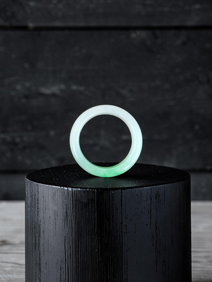 Burmese Green A-Jade Infinity Band Ring - Size US 6.5 - V9