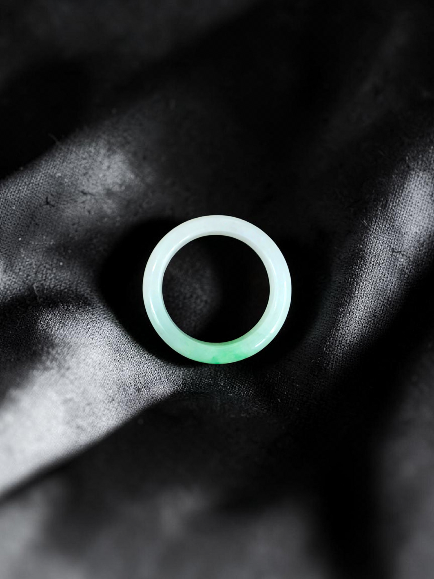 Burmese Green A-Jade Infinity Band Ring - Size US 6.5 - V9
