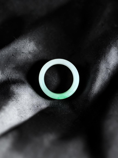Burmese Green A-Jade Infinity Band Ring - Size US 6.5 - V9
